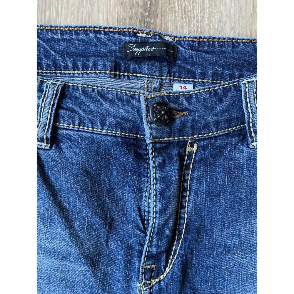 Supplies By Union Bay Tummy Smoothing Jeans Style Amy Embroidered Pockets Sz 14 - Picture 3 of 15